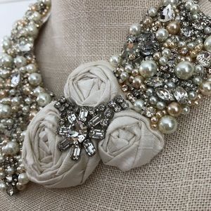 HANDMADE beaded, pearl, Swarovski crystal necklace